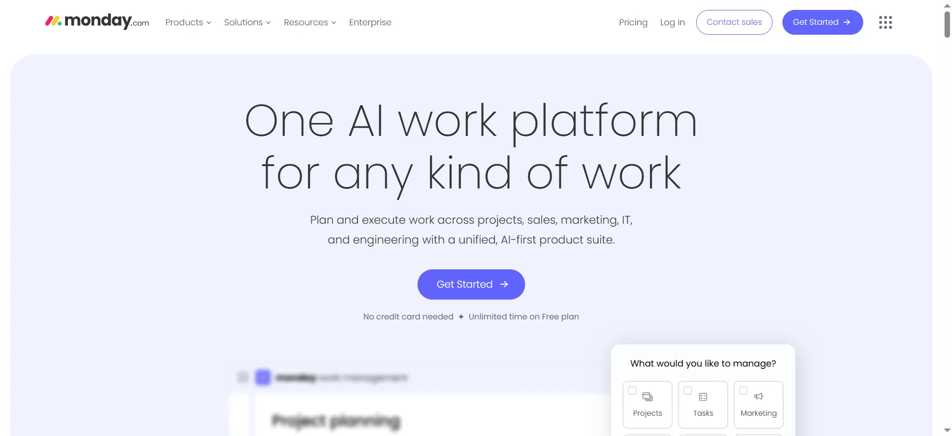 monday.com landing page