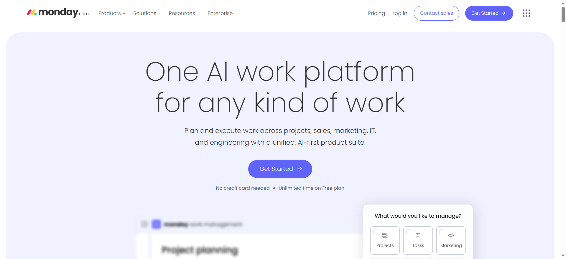 monday.com landing page
